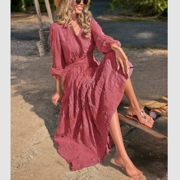 Boho ruffle hem fall dress - Picture 13 of 16